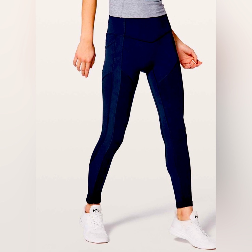 Lululemon All The Right Places Cropped Leggings Navy Blue Size 6